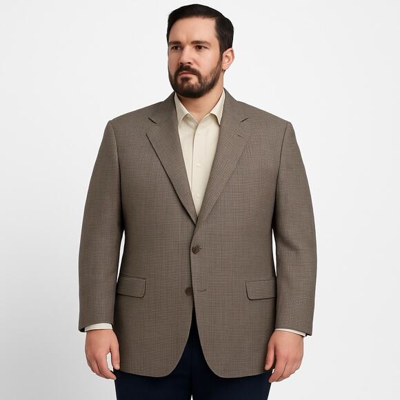 Vintage Lauren Ralph Lauren Blazer 44R Wool Houndstooth Windowpane Sport Coat - Picture 2 of 16